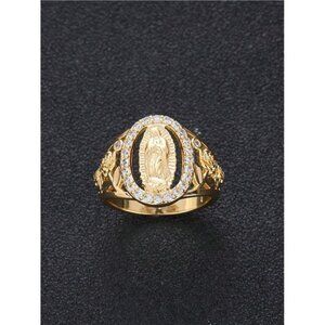 Exquisite Virgin Mary Inlaid Shiny Cubic Zirconia Ring For Women